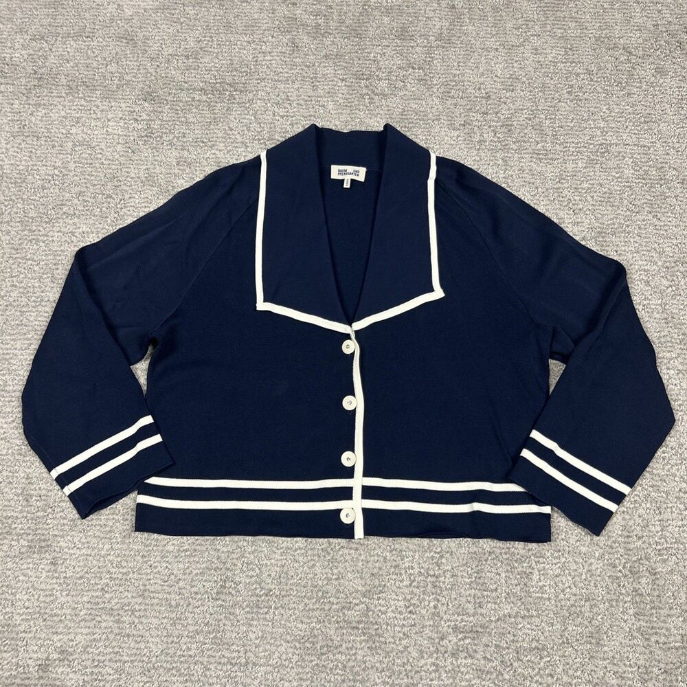 Baum Und Pferdgarten Cardigan Sweater Womens Small Navy Cropped Stretch